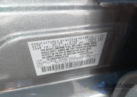 2021 Nissan Sentra Sv Xtronic Cvt z USA, uszkodzony, nr VIN 3N1AB8CV4MY201029